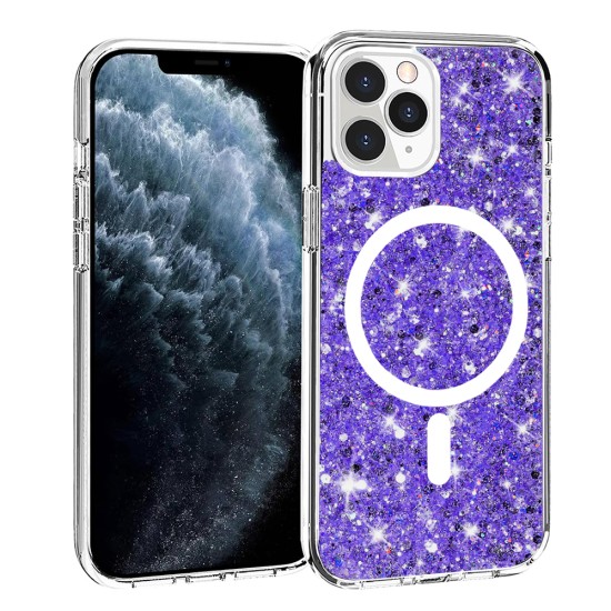 Husa pentru iPhone 11 Pro Max - Techsuit Sparkly Glitter MagSafe - Purple