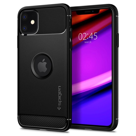 Husa pentru iPhone 11 - Spigen Rugged Armor - Negru