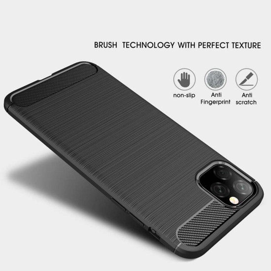 Husa pentru  iPhone 11 - Techsuit Carbon Silicone - Black