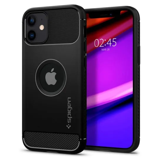 Husa pentru iPhone 12 / 12 Pro - Spigen Rugged Armor - Black Husa pentru iPhone 12 / 12 Pro - Spigen Rugged Armor - Black