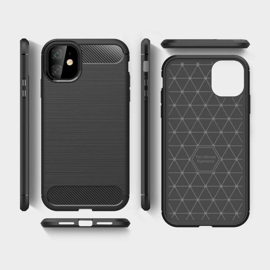 Husa pentru iPhone 12 / 12 Pro - Techsuit Carbon Silicone - Black