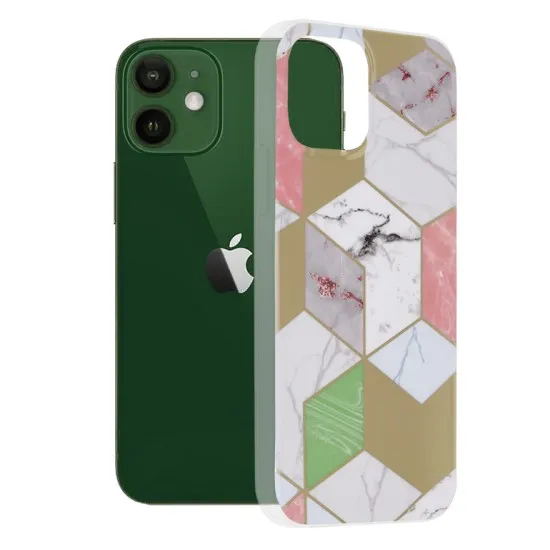 Husa pentru iPhone 12 / 12 Pro - Techsuit Marble Series - Purple Hex Husa pentru iPhone 12 / 12 Pro - Techsuit Marble Series - Purple Hex