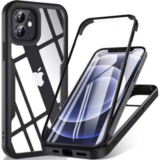 Husa pentru iPhone 12 + Folie - Techsuit ColorVerse 360 Series - Black Husa pentru iPhone 12 + Folie - Techsuit ColorVerse 360 Series - Black