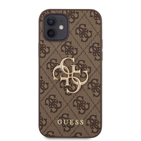 Husa pentru iPhone 12 / iPhone 12 Pro - Guess Hardcase 4G Big Metal Logo (GUHCP12M4GMGBR) - Brown