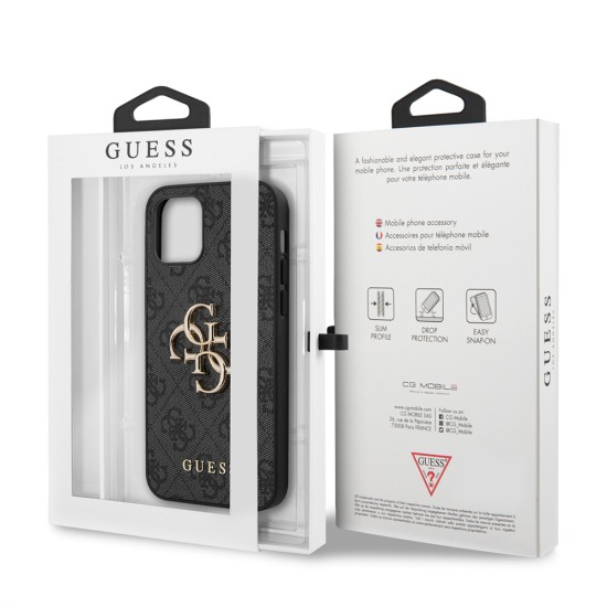 Husa pentru iPhone 12  / iPhone 12 Pro - Guess Hardcase 4G Big Metal Logo ( GUHCP12M4GMGGR) - Grey