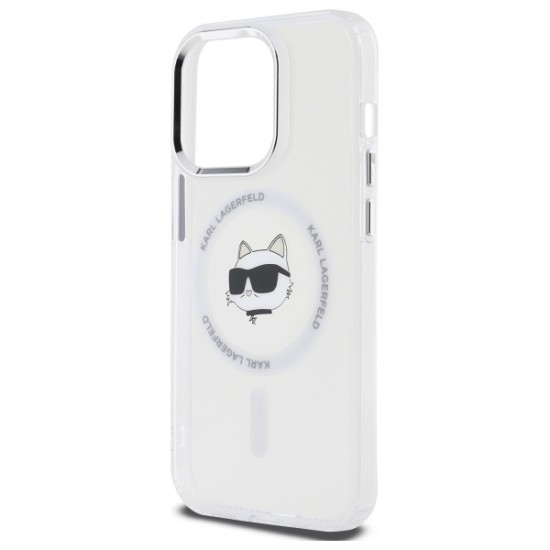 Husa pentru iPhone 12 / iPhone 12 Pro - Karl Lagerfeld IML MagSafe (KLHMP12MHLSCHH) - Metal Choupette`s Head