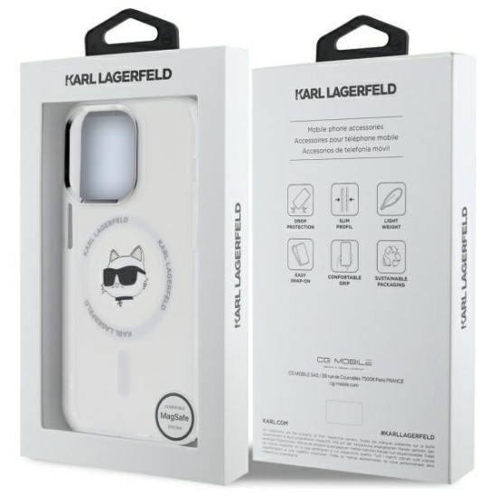 Husa pentru iPhone 12 / iPhone 12 Pro - Karl Lagerfeld IML MagSafe (KLHMP12MHLSCHH) - Metal Choupette`s Head