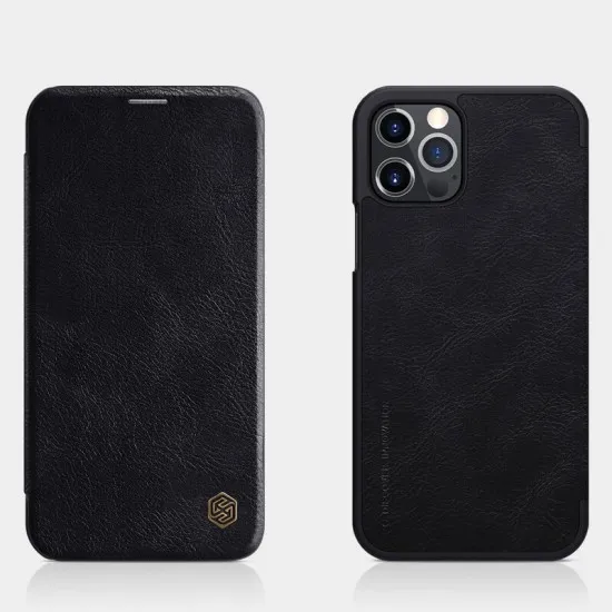 Husa pentru iPhone 12 Pro Max - Nillkin QIN Leather Case - Black Husa pentru iPhone 12 Pro Max - Nillkin QIN Leather Case - Black
