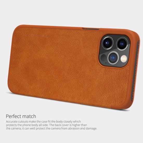 Husa pentru iPhone 12 Pro Max - Nillkin QIN Leather Case - Brown