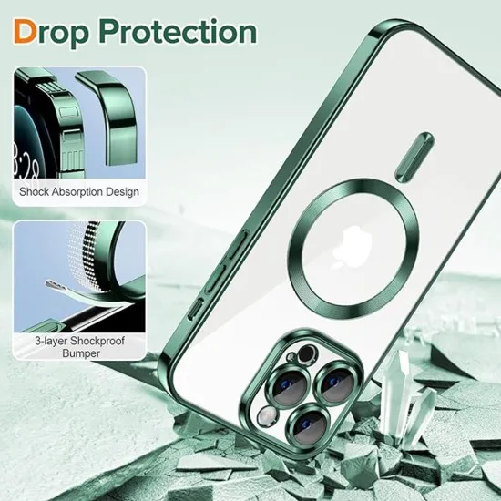 Husa pentru iPhone 12 Pro Max - Techsuit Luxury Crystal MagSafe - Deep Green Husa pentru iPhone 12 Pro Max - Techsuit Luxury Crystal MagSafe - Deep Green