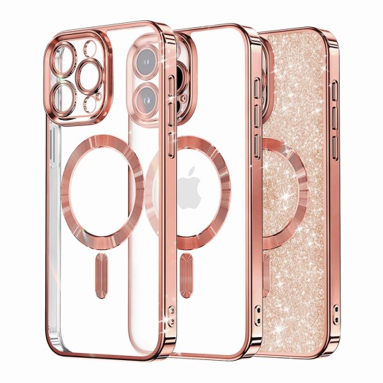 Husa pentru iPhone 12 Pro Max - Techsuit Luxury Glitter MagSafe - Rose Gold