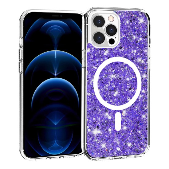 Husa pentru iPhone 12 Pro Max - Techsuit Sparkly Glitter MagSafe - Purple