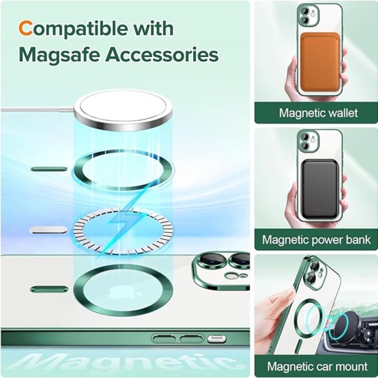 Husa pentru iPhone 12 - Techsuit Luxury Crystal MagSafe - Deep Green