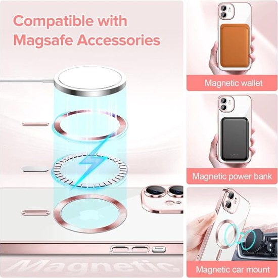 Husa pentru iPhone 12 - Techsuit Luxury Crystal MagSafe - Pink