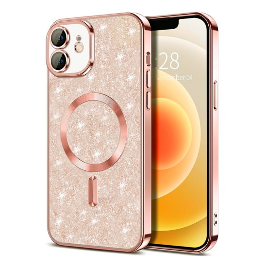 Husa pentru iPhone 12 - Techsuit Luxury Glitter MagSafe - Rose Gold