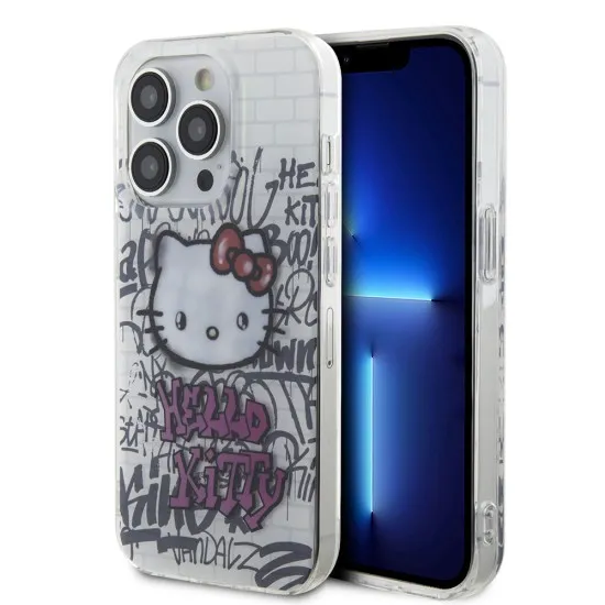 Husa pentru iPhone 13 Pro Max - Hello Kitty Hardcase IML Kitty On Bricks Graffiti (HKHCP13XHDGPHT) - White Husa pentru iPhone 13 Pro Max - Hello Kitty Hardcase IML Kitty On Bricks Graffiti (HKHCP13XHDGPHT) - White