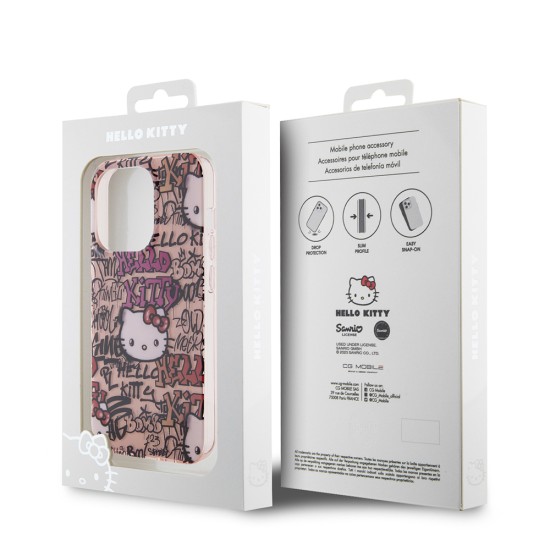 Husa pentru iPhone 13 Pro Max - Hello Kitty Hardcase IML Tags Graffiti (HKHCP13XHDGPTP) - Pink Husa pentru iPhone 13 Pro Max - Hello Kitty Hardcase IML Tags Graffiti (HKHCP13XHDGPTP) - Pink