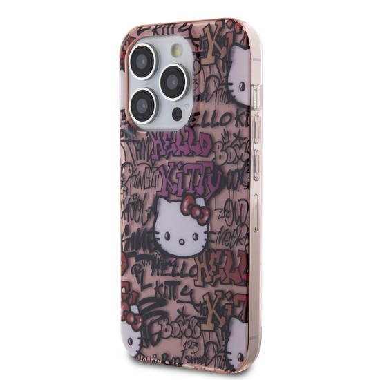 Husa pentru iPhone 13 Pro Max - Hello Kitty Hardcase IML Tags Graffiti (HKHCP13XHDGPTP) - Pink Husa pentru iPhone 13 Pro Max - Hello Kitty Hardcase IML Tags Graffiti (HKHCP13XHDGPTP) - Pink