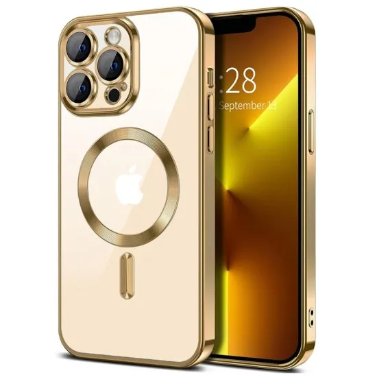 Husa pentru iPhone 13 Pro Max - Techsuit Luxury Crystal MagSafe - Gold Husa pentru iPhone 13 Pro Max - Techsuit Luxury Crystal MagSafe - Gold