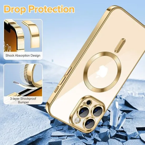 Husa pentru iPhone 13 Pro Max - Techsuit Luxury Crystal MagSafe - Gold Husa pentru iPhone 13 Pro Max - Techsuit Luxury Crystal MagSafe - Gold
