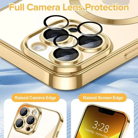 Husa pentru iPhone 13 Pro Max - Techsuit Luxury Crystal MagSafe - Gold Husa pentru iPhone 13 Pro Max - Techsuit Luxury Crystal MagSafe - Gold