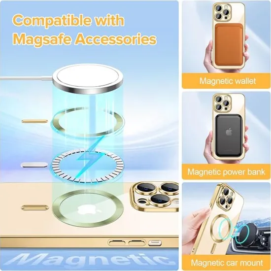 Husa pentru iPhone 13 Pro Max - Techsuit Luxury Crystal MagSafe - Gold Husa pentru iPhone 13 Pro Max - Techsuit Luxury Crystal MagSafe - Gold