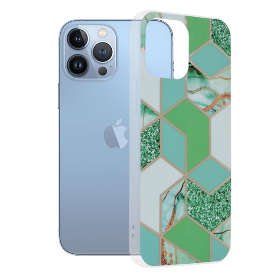 Husa pentru iPhone 13 Pro Max - Techsuit Marble Series - Green Hex