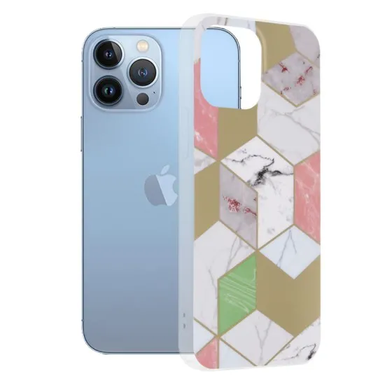 Husa pentru iPhone 13 Pro Max - Techsuit Marble Series - Purple Hex Husa pentru iPhone 13 Pro Max - Techsuit Marble Series - Purple Hex