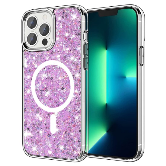 Husa pentru iPhone 13 Pro Max - Techsuit Sparkly Glitter MagSafe - Magenta