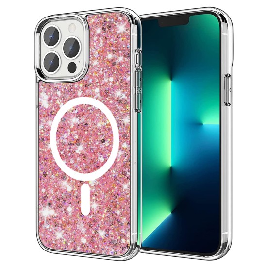 Husa pentru iPhone 13 Pro Max - Techsuit Sparkly Glitter MagSafe - Pink