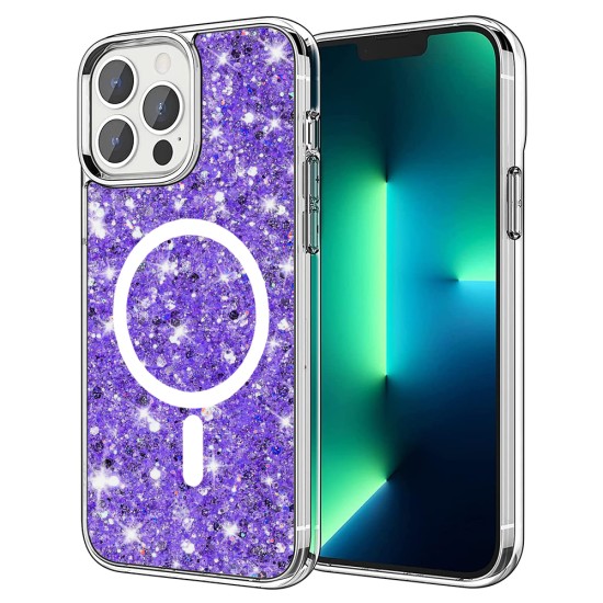 Husa pentru iPhone 13 Pro Max - Techsuit Sparkly Glitter MagSafe - Purple