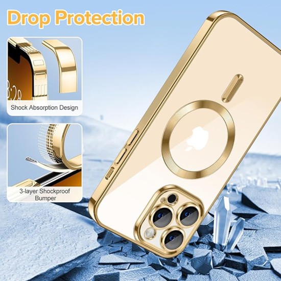 Husa pentru iPhone 13 Pro - Techsuit Luxury Crystal MagSafe - Gold