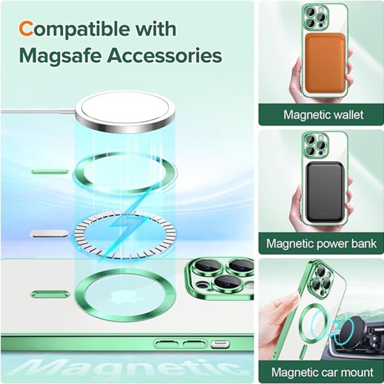 Husa pentru iPhone 13 Pro - Techsuit Luxury Crystal MagSafe - Light Green