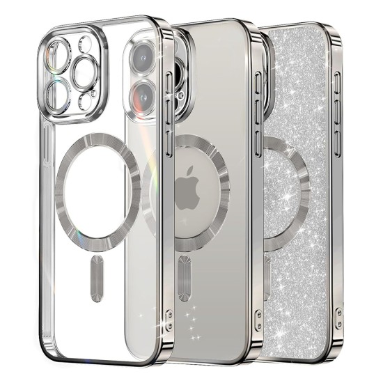 Husa pentru iPhone 13 Pro - Techsuit Luxury Glitter MagSafe - Silver