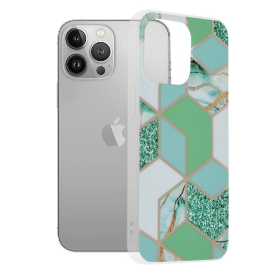 Husa pentru iPhone 13 Pro - Techsuit Marble Series - Green Hex