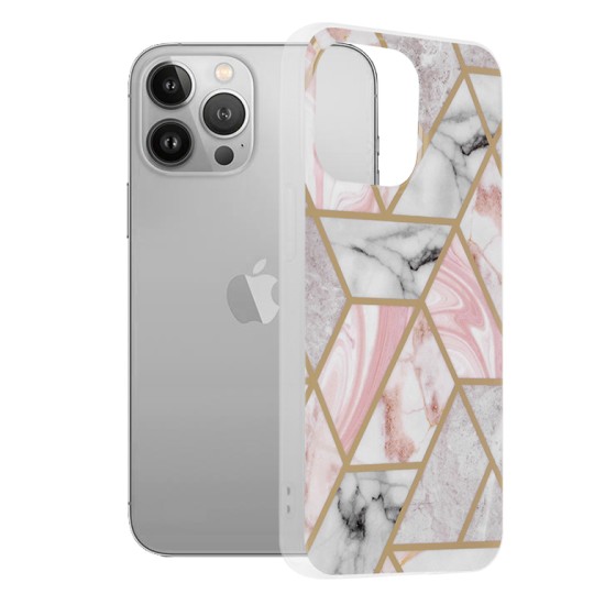 Husa pentru iPhone 13 Pro - Techsuit Marble Series - Pink Hex