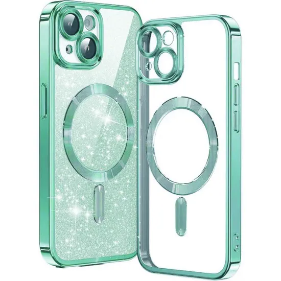 Husa pentru iPhone 13 - Techsuit Luxury Glitter MagSafe - Light Green Husa pentru iPhone 13 - Techsuit Luxury Glitter MagSafe - Light Green