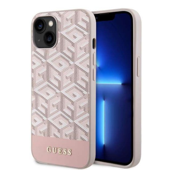 Husa pentru iPhone 14 - Guess GCube Stripes MagSafe (GUHMP14SHGCFSEP) - Pink