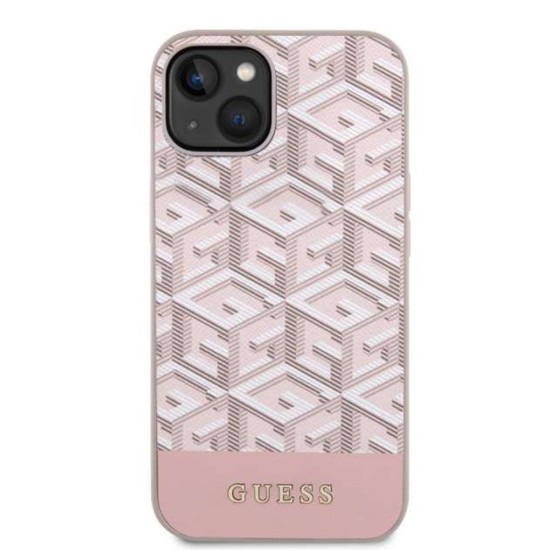 Husa pentru iPhone 14 - Guess GCube Stripes MagSafe (GUHMP14SHGCFSEP) - Pink