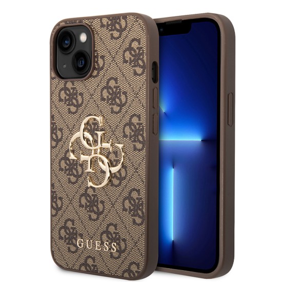 Husa pentru iPhone 14 - Guess Hardcase 4G Big Metal Logo (GUHCP14S4GMGBR) - Brown