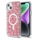 Husa pentru iPhone 14 Plus / 15 Plus - Techsuit Sparkly Glitter MagSafe - Magenta