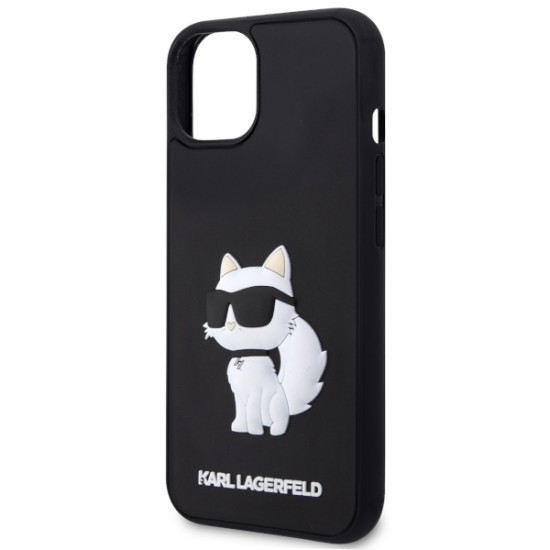 Husa pentru iPhone 14 Plus / iPhone 15 Plus - Karl Lagerfeld 3D Design (KLHCP14M3DRKHNK) - Rubber Choupette