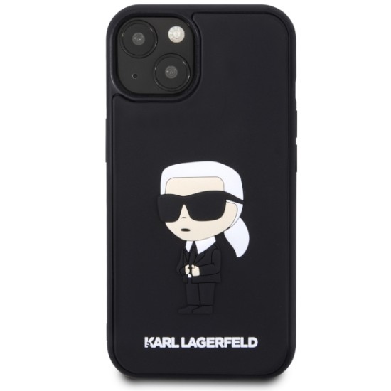 Husa pentru iPhone 14 Plus / iPhone 15 Plus - Karl Lagerfeld 3D Design (KLHCP14M3DRKINK) - Rubber Ikonik