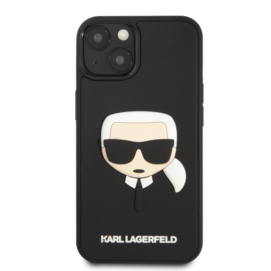 Husa pentru iPhone 14 Plus / iPhone 15 Plus - Karl Lagerfeld 3D Design (KLHCP14MKH3DBK) - Rubber Karl`s Head