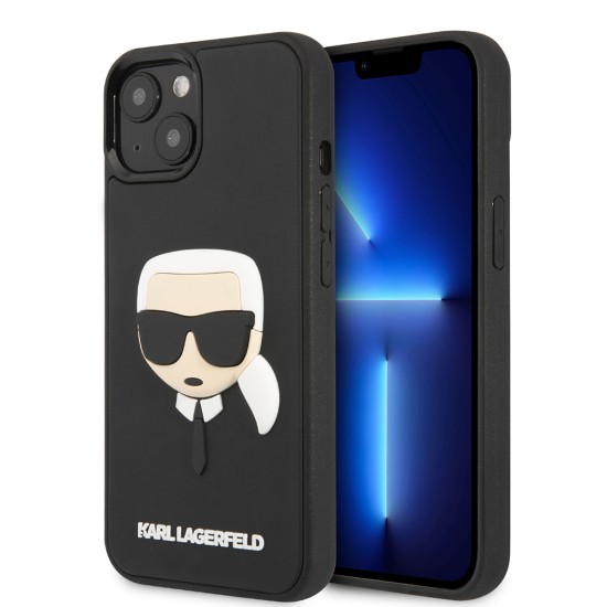 Husa pentru iPhone 14 Plus / iPhone 15 Plus - Karl Lagerfeld 3D Design (KLHCP14MKH3DBK) - Rubber Karl`s Head