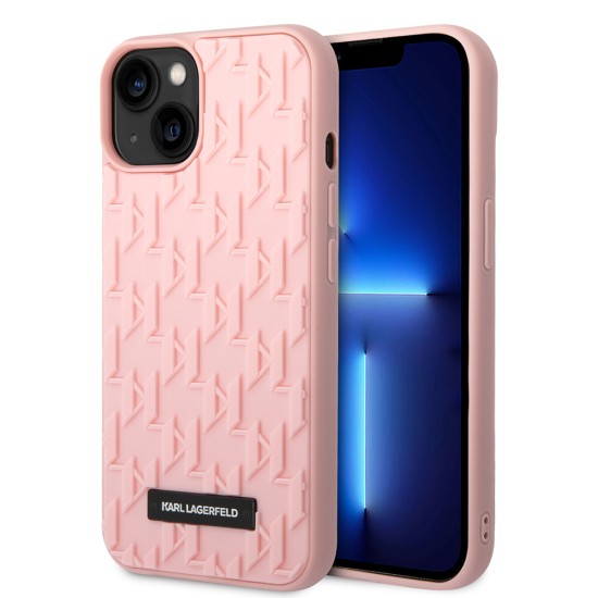 Husa pentru iPhone 14 Plus / iPhone 15 Plus - Karl Lagerfeld 3D Design (KLHCP14MRUPKLPP) - Pink Monogram