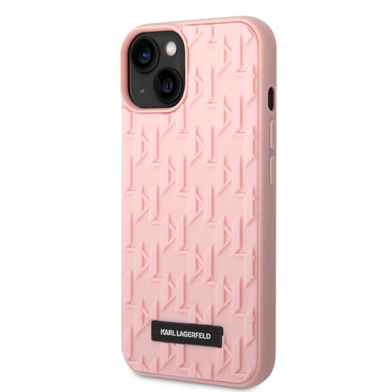 Husa pentru iPhone 14 Plus / iPhone 15 Plus - Karl Lagerfeld 3D Design (KLHCP14MRUPKLPP) - Pink Monogram