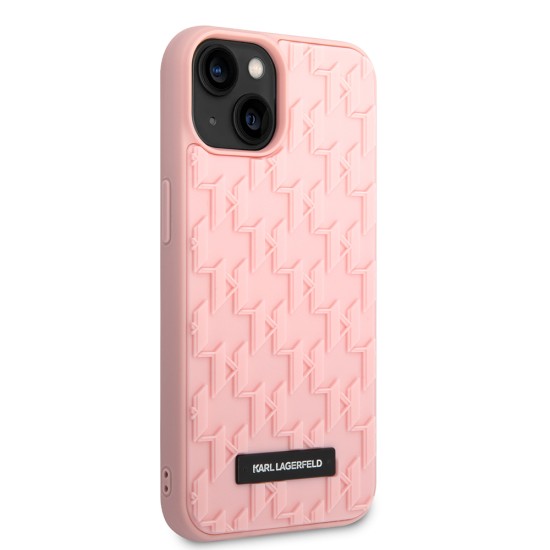 Husa pentru iPhone 14 Plus / iPhone 15 Plus - Karl Lagerfeld 3D Design (KLHCP14MRUPKLPP) - Pink Monogram