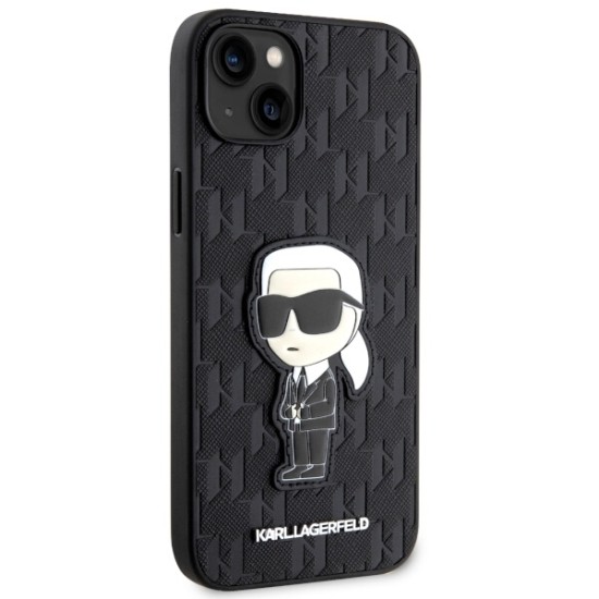 Husa pentru iPhone 14 Plus /  iPhone 15 Plus - Karl Lagerfeld Saffiano (KLHCP14MSAKHPKK) - Monogram Ikonik