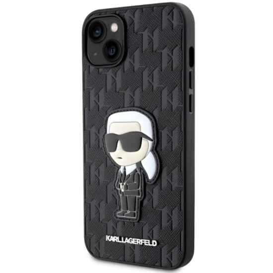 Husa pentru iPhone 14 Plus /  iPhone 15 Plus - Karl Lagerfeld Saffiano (KLHCP14MSAKHPKK) - Monogram Ikonik